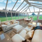 Large upvc conservatory overlooking large garden