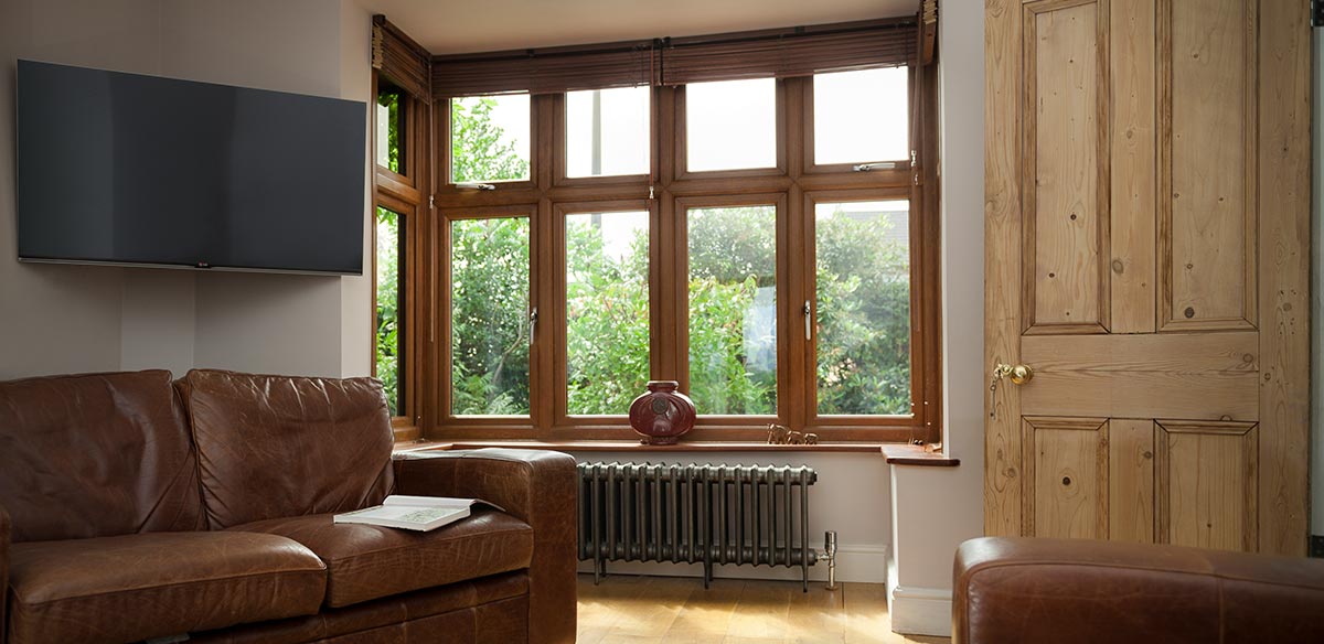 Golden oak timber effect windows